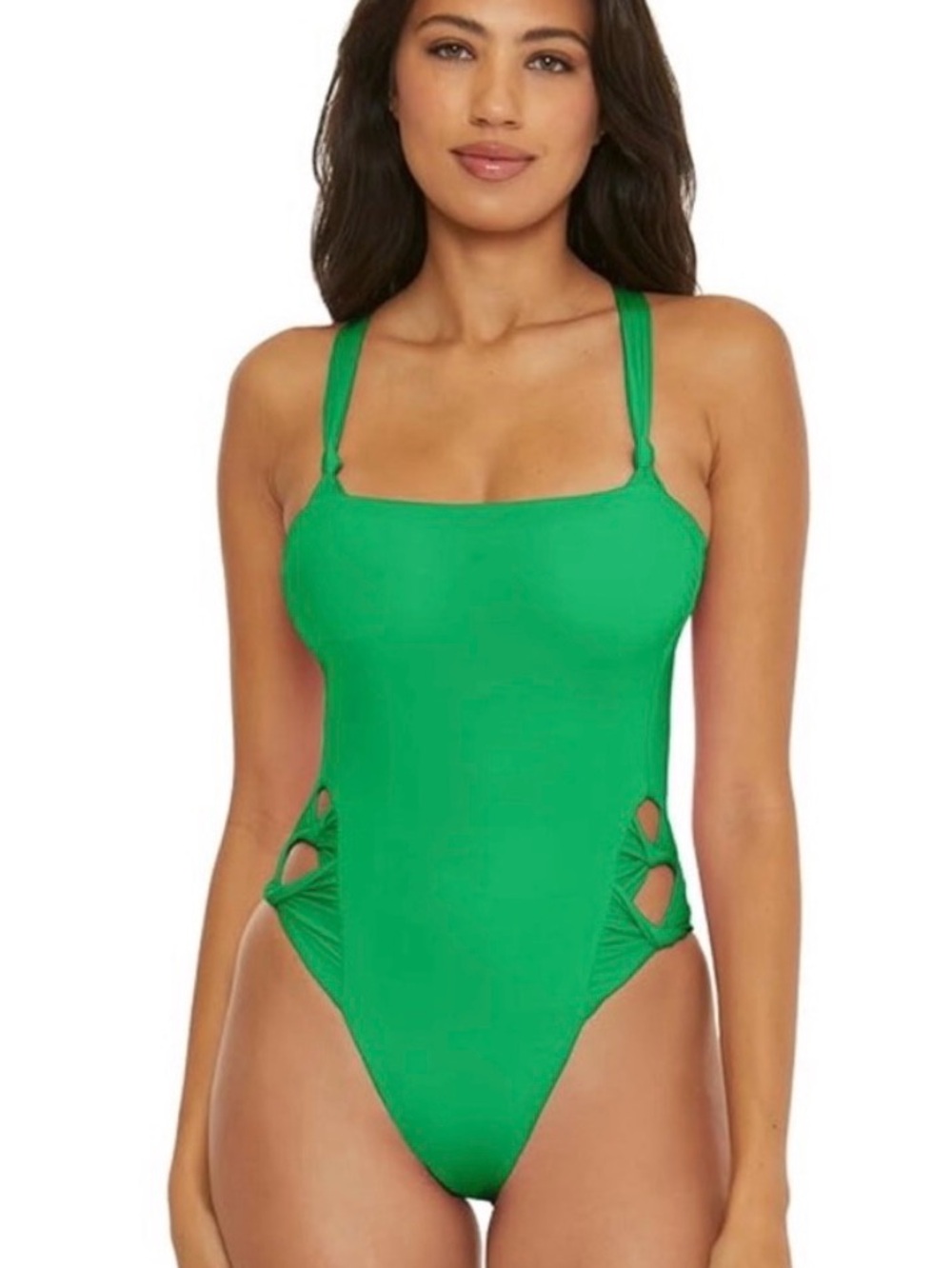Becca Baja Mar Bandeau One Piece Swimsuit In Verde Green Size Small $138 View 4